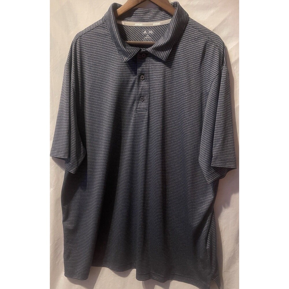ADIDAS GOLF Polo Shirt Short Sleeve Gray Stripes Embroidered Logo Mens 3XL